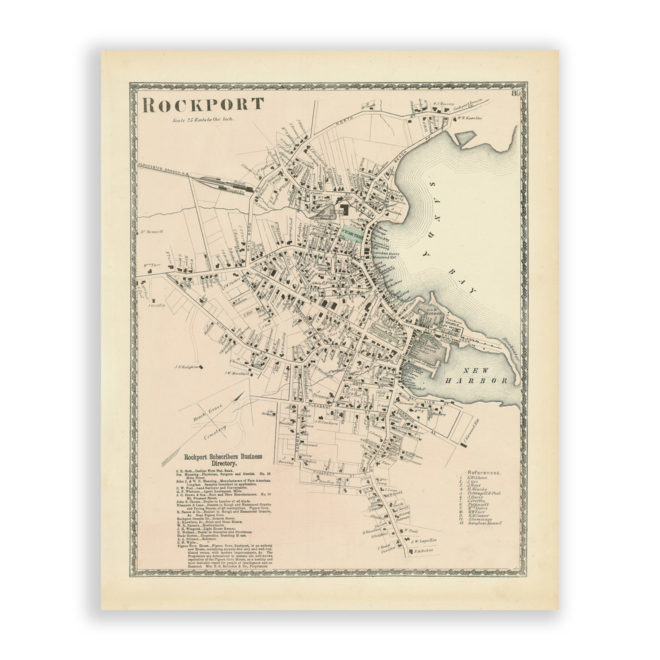 Rockport Village, Massachusetts Antique Map Reproduction