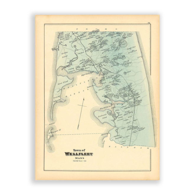 Town of Wellfleet, Massachusetts Antique Map Reproduction