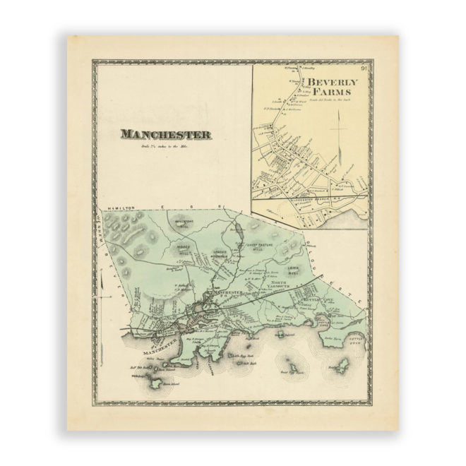 Manchester, Massachusetts Antique Map Reproduction