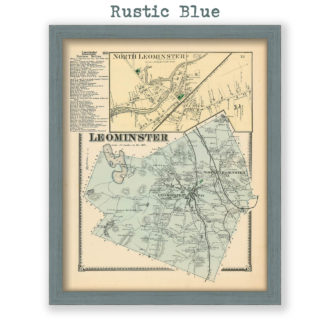 Leominster, Massachusetts Antique Map Reproduction