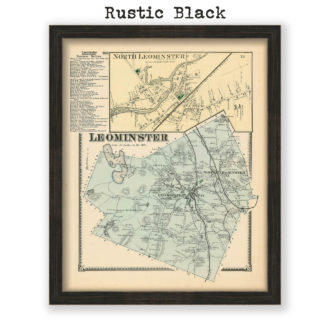 Leominster, Massachusetts Antique Map Reproduction