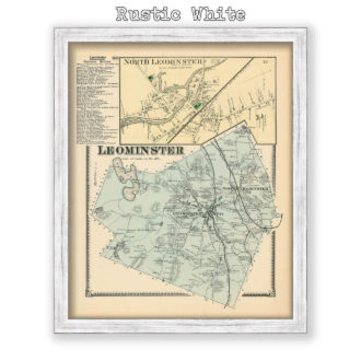 Leominster, Massachusetts Antique Map Reproduction