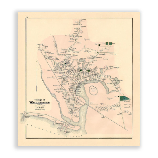 Wellfleet Village, Massachusetts Antique Map Reproduction