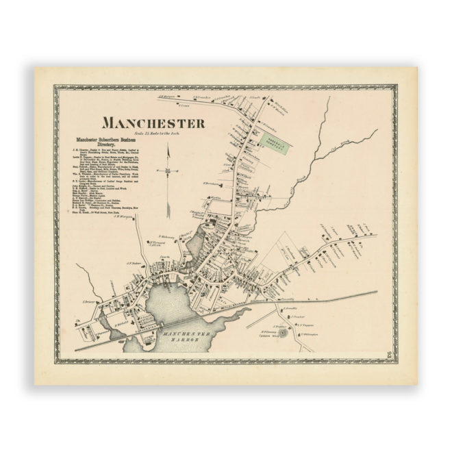 Manchester Village, Massachusetts Antique Map Reproduction