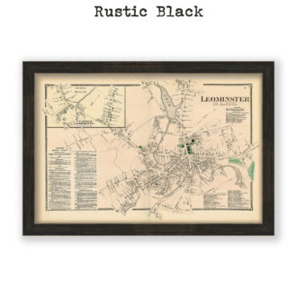 Leominster Village, Massachusetts Antique Map Reproduction