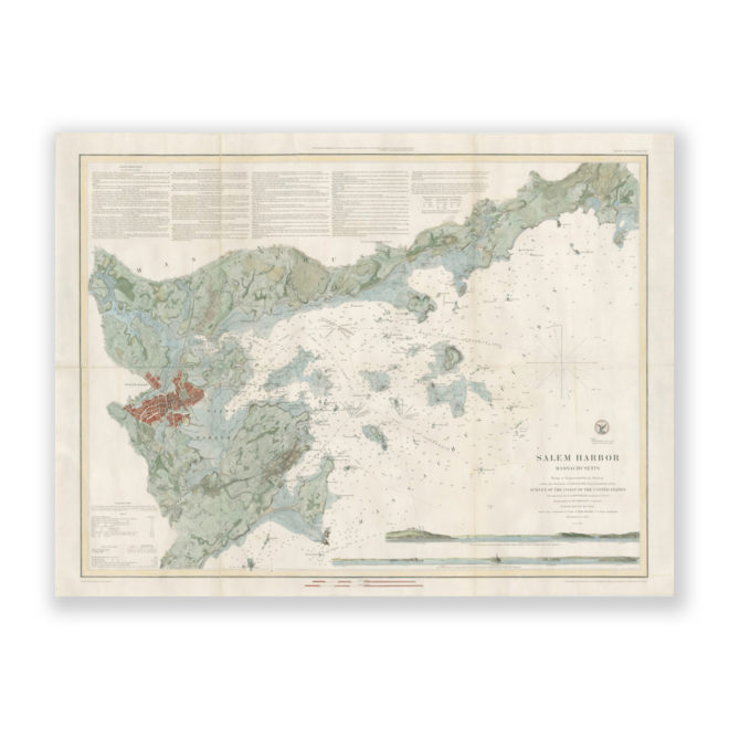 Salem Harbor, Massachusetts Antique Nautical Chart Reproduction