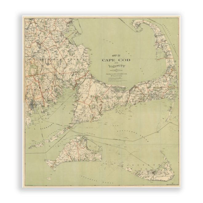 Cape Cod and The Islands, Massachusetts Antique Map Reproduction