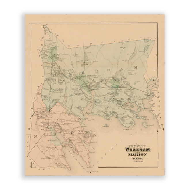 Wareham and Marion, Massachusetts Antique Map Reproduction