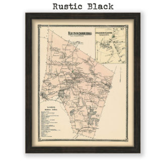 Lunenburg, Massachusetts Antique Map Reproduction