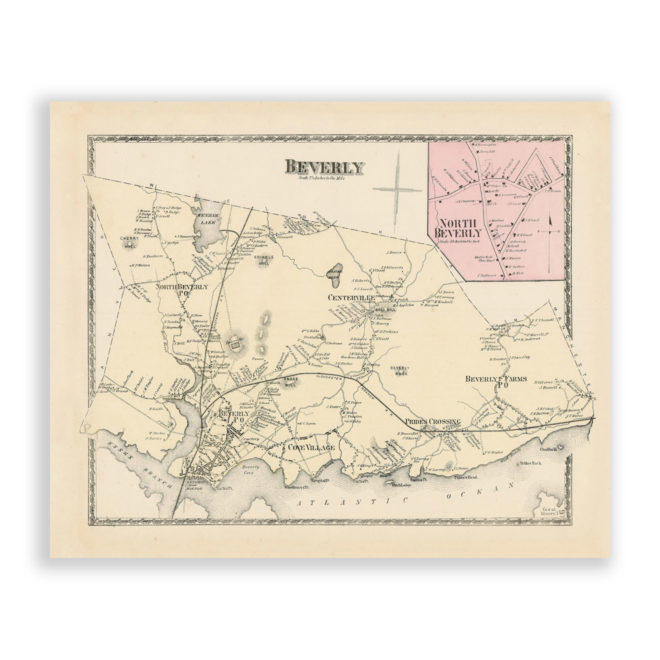 Beverly, Massachusetts Antique Map Reproduction