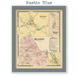 Mendon, Massachusetts Antique Map Reproduction