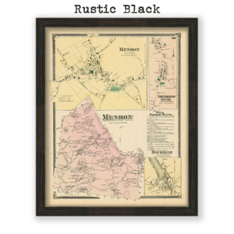 Mendon, Massachusetts Antique Map Reproduction