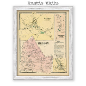 Mendon, Massachusetts Antique Map Reproduction