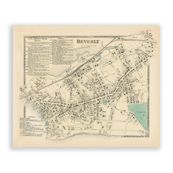 Beverly Village, Massachusetts Antique Map Reproduction