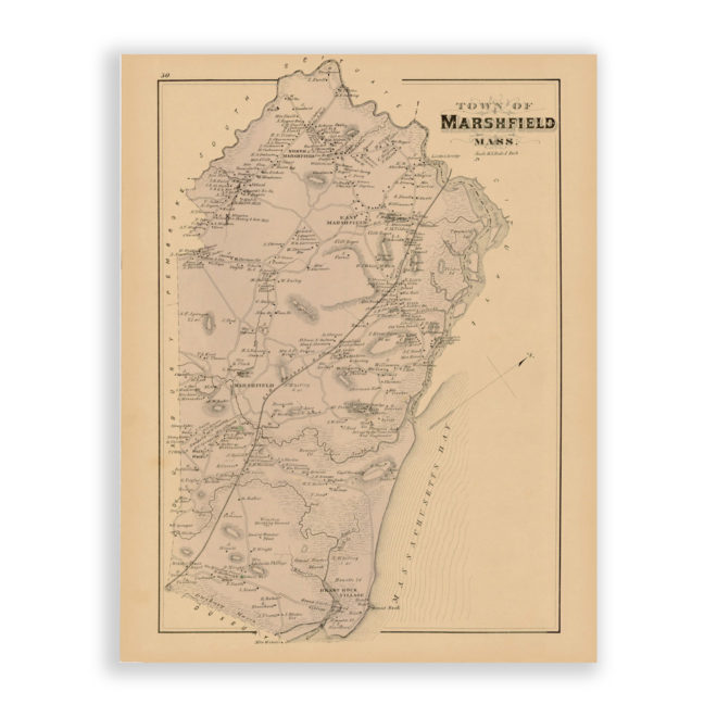 Brant Rock and Green Harbor, Marshfield, Massachusetts Antique Map Reproduction