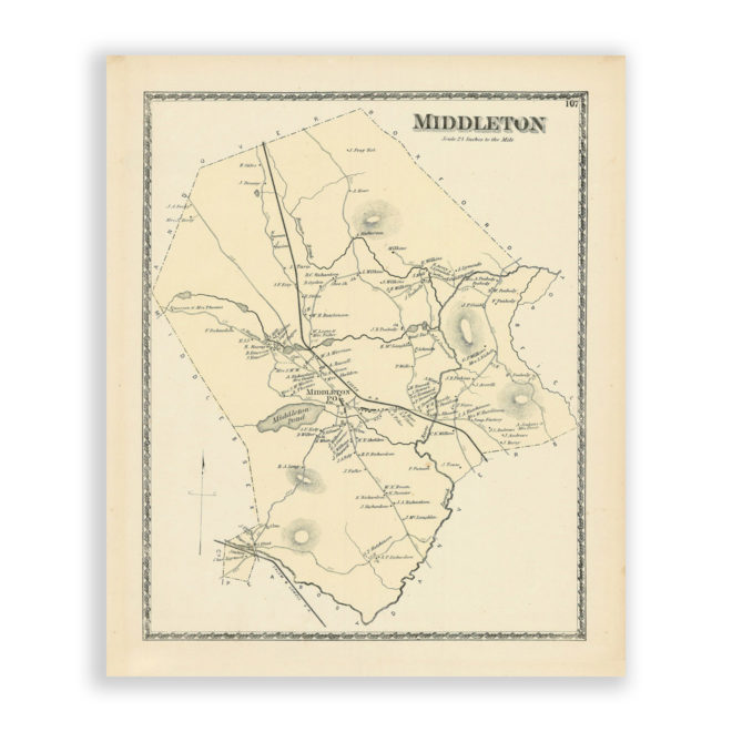 Middleton, Massachusetts Antique Map Reproduction