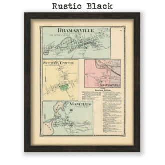 Millbury, Sutton & Gtafton Village, Massachusetts Antique Map Reproduction