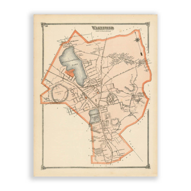 Wakefield, Massachusetts Antique Map Reproduction