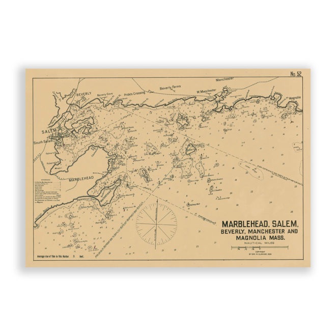 Marblehead and Salem Harbors, Massachusetts Antique Nautical Chart Reproduction