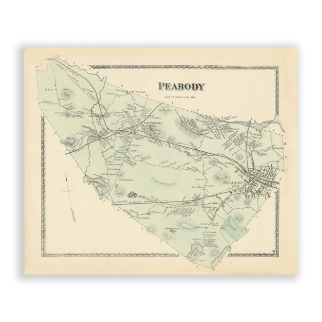 Peabody, Massachusetts Antique Map Reproduction