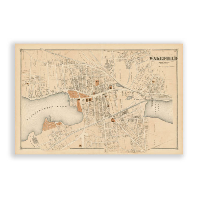 Wakefield Village, Massachusetts Antique Map Reproduction