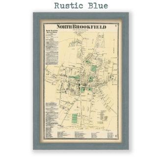 North Brookfield Village, Massachusetts Antique Map Reproduction