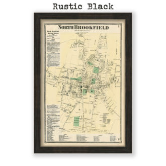 North Brookfield Village, Massachusetts Antique Map Reproduction