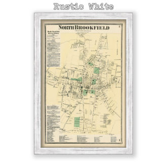 North Brookfield Village, Massachusetts Antique Map Reproduction