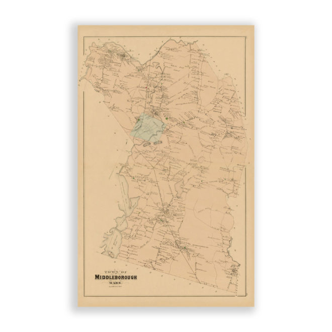 Middleborough, Massachusetts Antique Map Reproduction