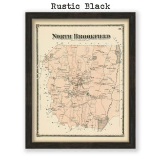 North Brookfield, Massachusetts Antique Map Reproduction