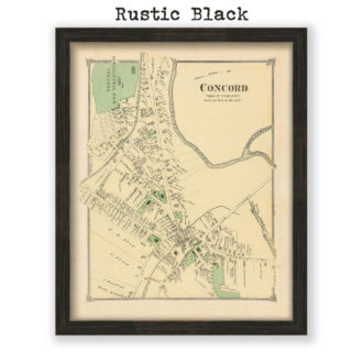 Concord Village, Massachusetts Antique Map Reproduction