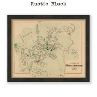 Middleborough Village, Massachusetts Antique Map Reproduction