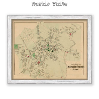 Middleborough Village, Massachusetts Antique Map Reproduction