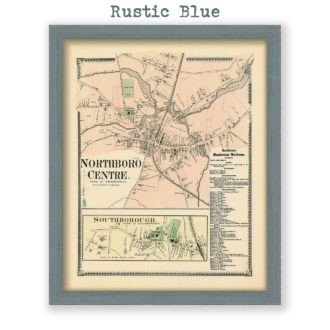 Northboro Center and Southborough, Massachusetts Antique Map Reproduction