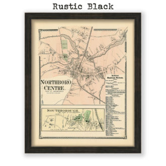 Northboro Center and Southborough, Massachusetts Antique Map Reproduction