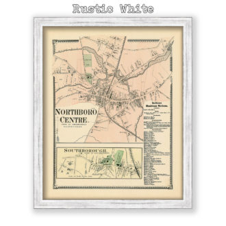 Northboro Center and Southborough, Massachusetts Antique Map Reproduction