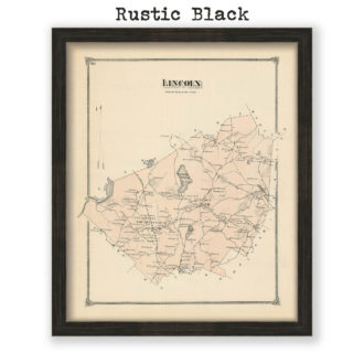 Lincoln, Massachusetts Antique Map Reproduction