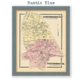 Northborough & Westborough, Massachusetts Antique Map Reproduction