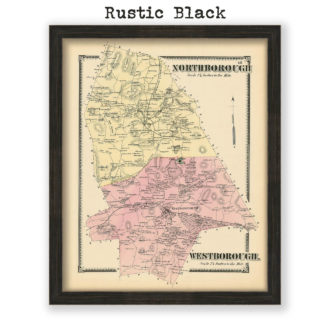 Northborough & Westborough, Massachusetts Antique Map Reproduction