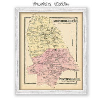 Northborough & Westborough, Massachusetts Antique Map Reproduction