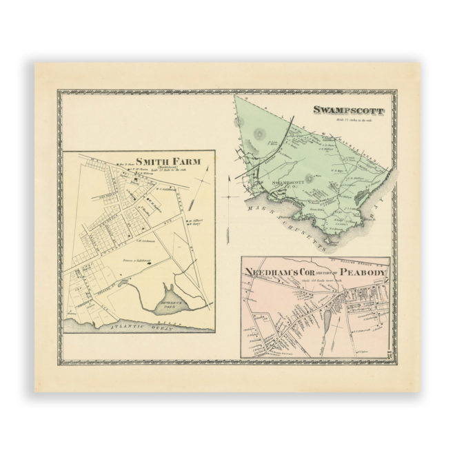 Swampscott, Massachusetts  Antique Map Reproduction