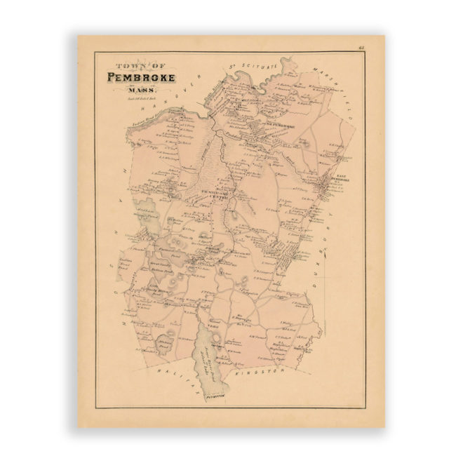 Pembroke, Massachusetts Antique Map Reproduction