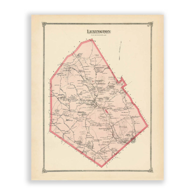 Lexington, Massachusetts Antique Map Reproduction