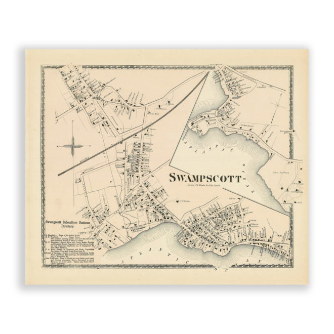 Swampscott Village, Massachusetts Antique Map Reproduction