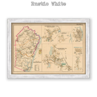 Marshfield Town and Villages, Massachustts Antique Map Reproduction