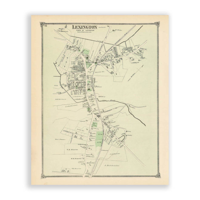 Lexington Village, Massachusetts Antique Map Reproduction