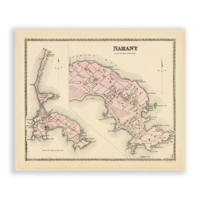 Nahant, Massachusetts Antique Map Reproduction