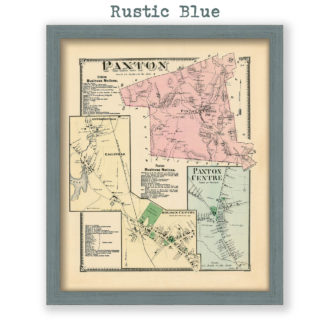 Paxton, Massachusetts Antique Map Reproduction