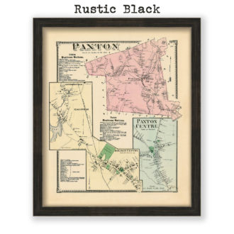 Paxton, Massachusetts Antique Map Reproduction