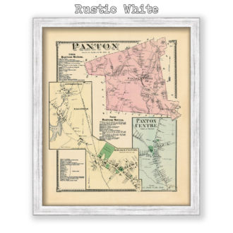 Paxton, Massachusetts Antique Map Reproduction